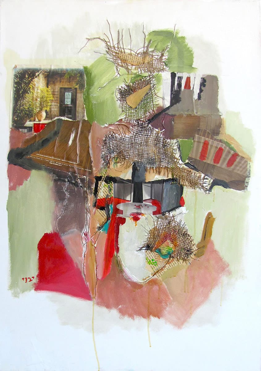 Abstract acrylic painting on canvas, 70 by 100 centimetres, by Yavniela