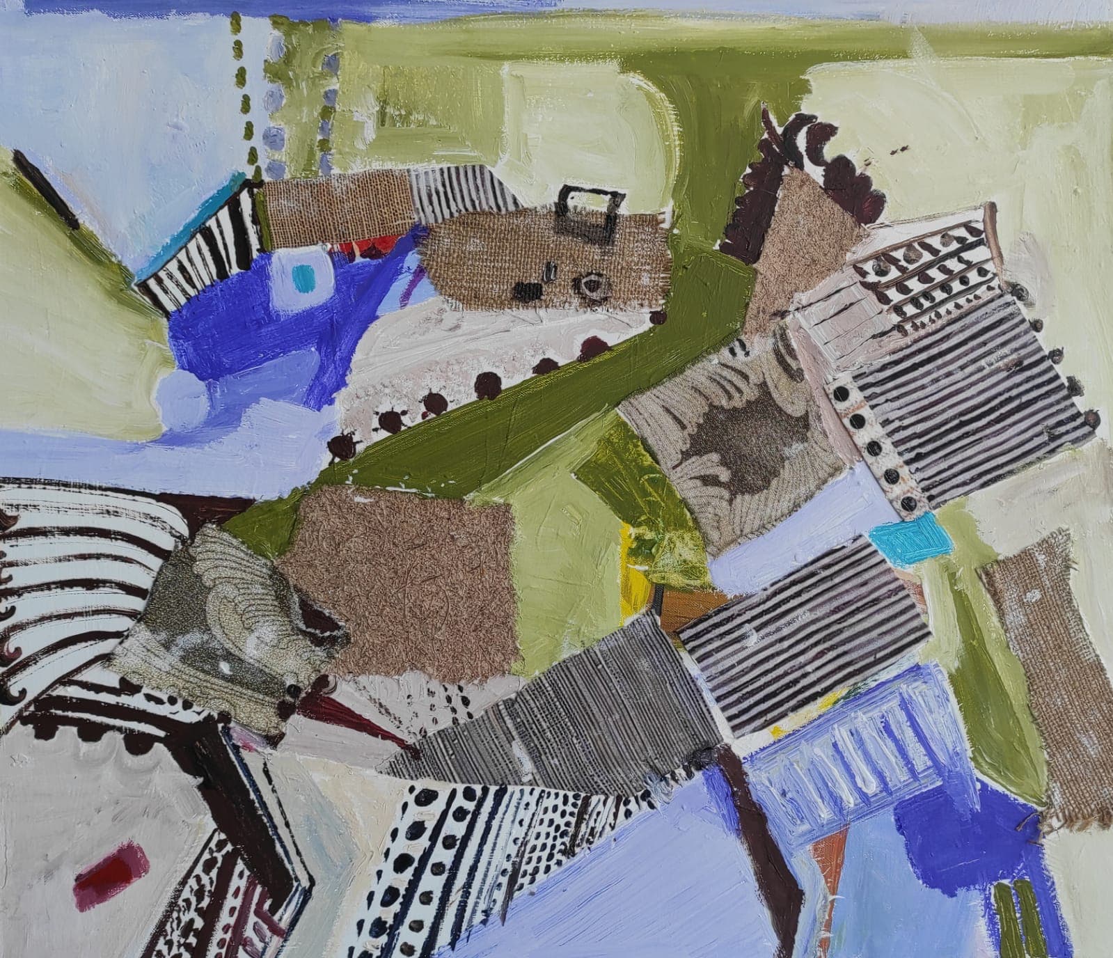 Abstract acrylic painting on canvas, 60 by 70 centimetres, by Yavniela