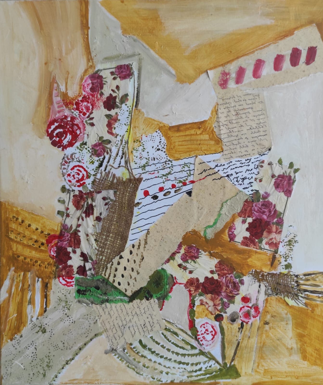 Abstract acrylic painting on canvas, 60 by 70 centimetres, by Yavniela