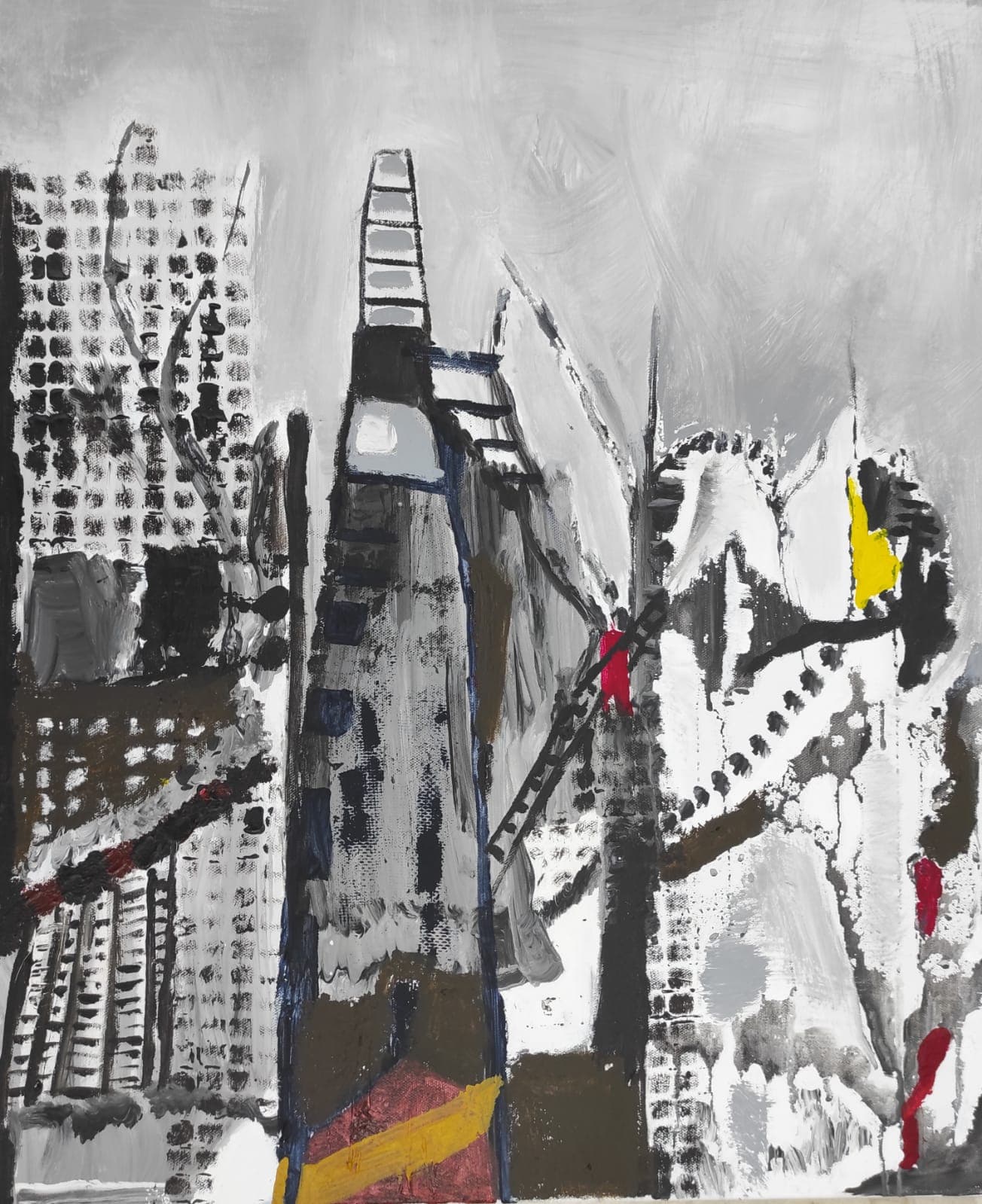 Abstract acrylic painting on canvas, 45 by 55 centimetres, by Yavniela